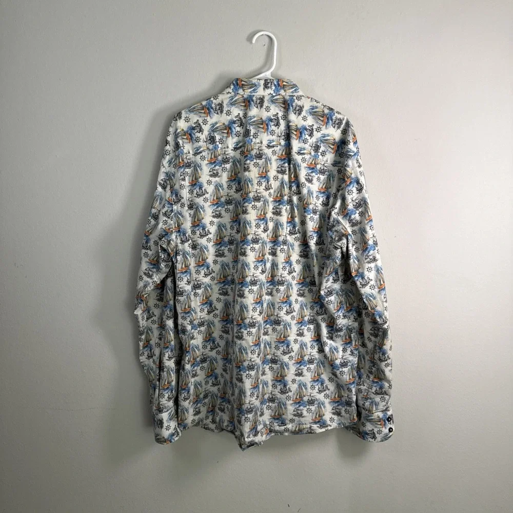 Benitanni Marco Vintage Boat Men's Italian Luxury Nautical Button Down Shirt 3xl